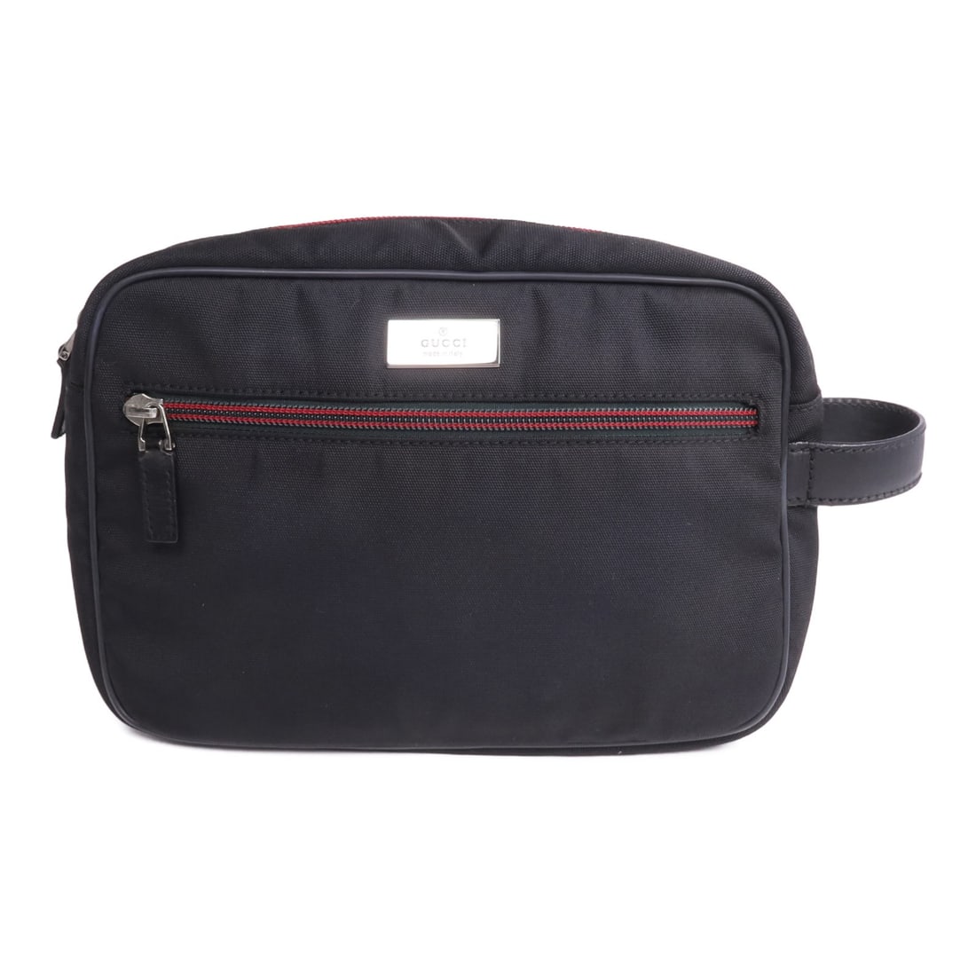 Gucci Black Nylon Pouch Clutch GG SHW 131224: Gucci Black Nylon Pouch Clutch GG SHW 131224 This Gucci pouch or clutch features a sleek black nylon exterior with silver hardware accents. Designed for unisex use, it offers a compact and versatile o