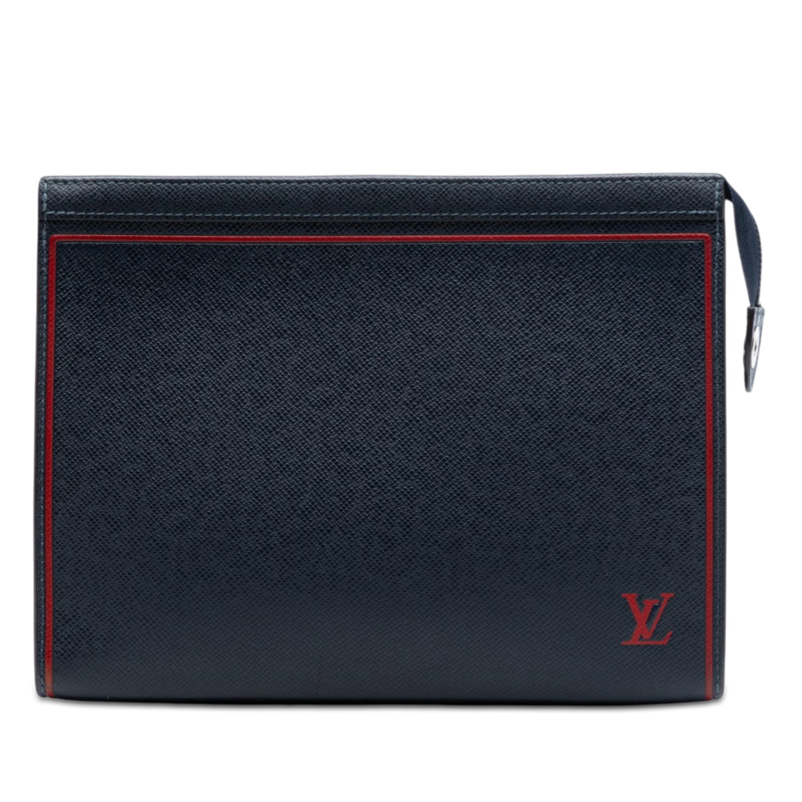 Louis Vuitton Voyage MM Blue Taiga Leather Zip Clutch Bag: Louis Vuitton Voyage MM Blue Taiga Leather Zip Clutch Bag This Louis Vuitton Taiga Pochette Voyage MM features a blue taiga leather body, a top zip closure, and interior slip pockets. The item shows s