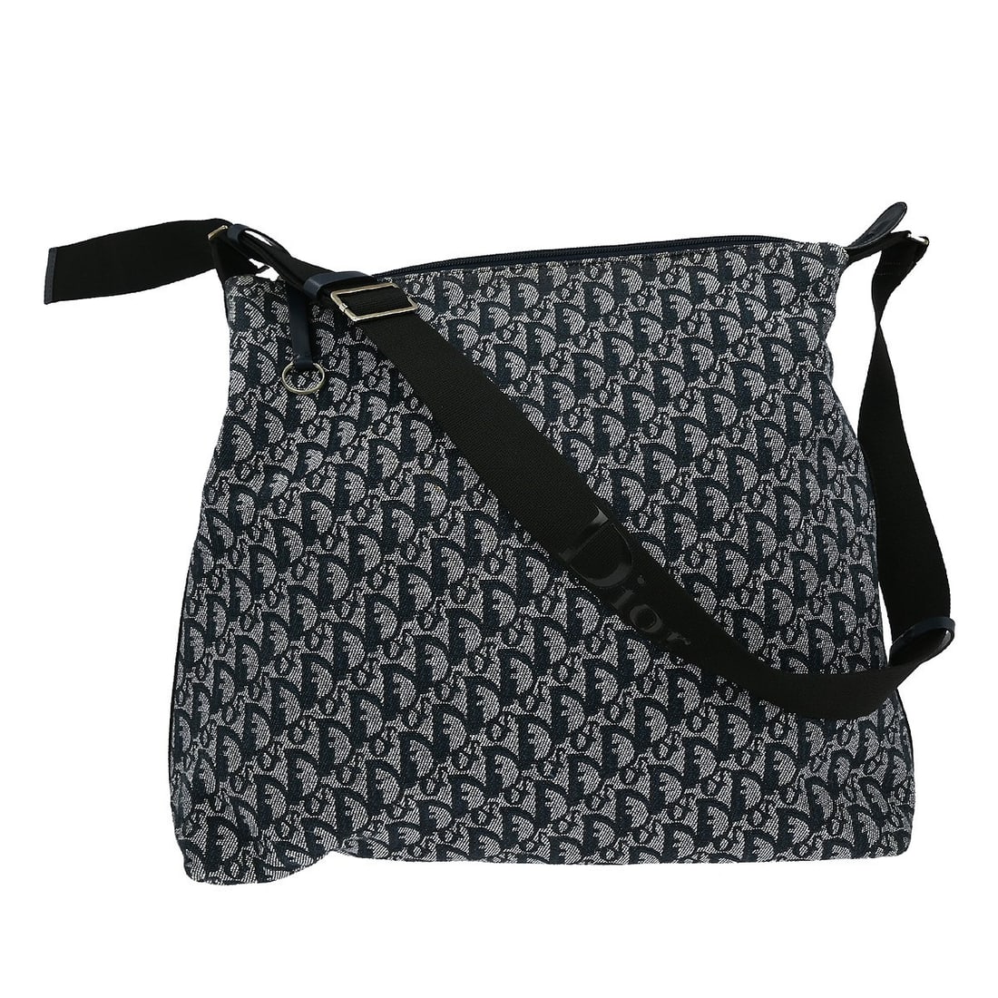 Christian Dior Trotter Large Navy Canvas and Leather Shoulder Bag: Christian Dior Trotter Large Navy Canvas and Leather Shoulder Bag This Christian Dior navy Trotter shoulder bag features a large canvas and leather exterior with a blue shoulder strap. It is designed 