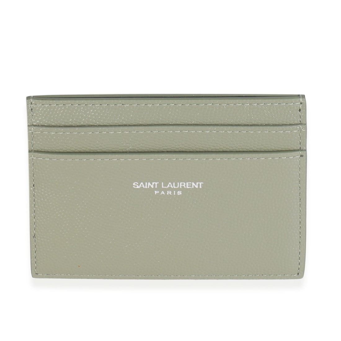 Saint Laurent Leather Credit Card Wallet in Light Khaki Green (1 of 8)