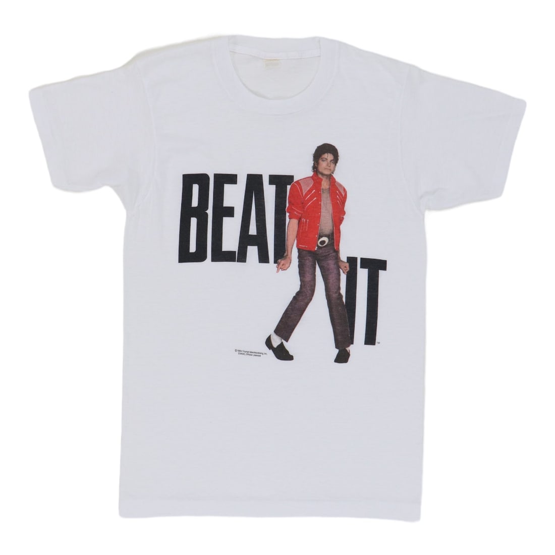 Vintage 1984 Michael Jackson Beat It White Poly Cotton T Shirt (1 of 5)