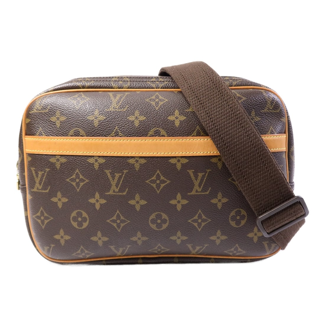 Louis Vuitton Reporter PM Monogram Brown Shoulder Bag M45254: Louis Vuitton Reporter PM Monogram Brown Shoulder Bag M45254 This Louis Vuitton Reporter PM shoulder bag features the iconic monogram pattern on brown PVC coated canvas. Designed for women, the bag of