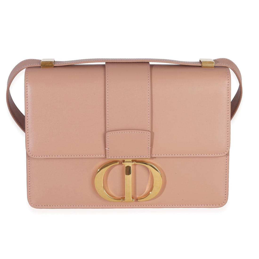 Christian Dior 30 Montaigne Beige Leather Shoulder Bag with Removable Strap: Christian Dior 30 Montaigne Beige Leather Shoulder Bag with Removable Strap This Christian Dior 30 Montaigne Flap Bag features a beige smooth box calfskin leather exterior with gold-tone hardware. Des