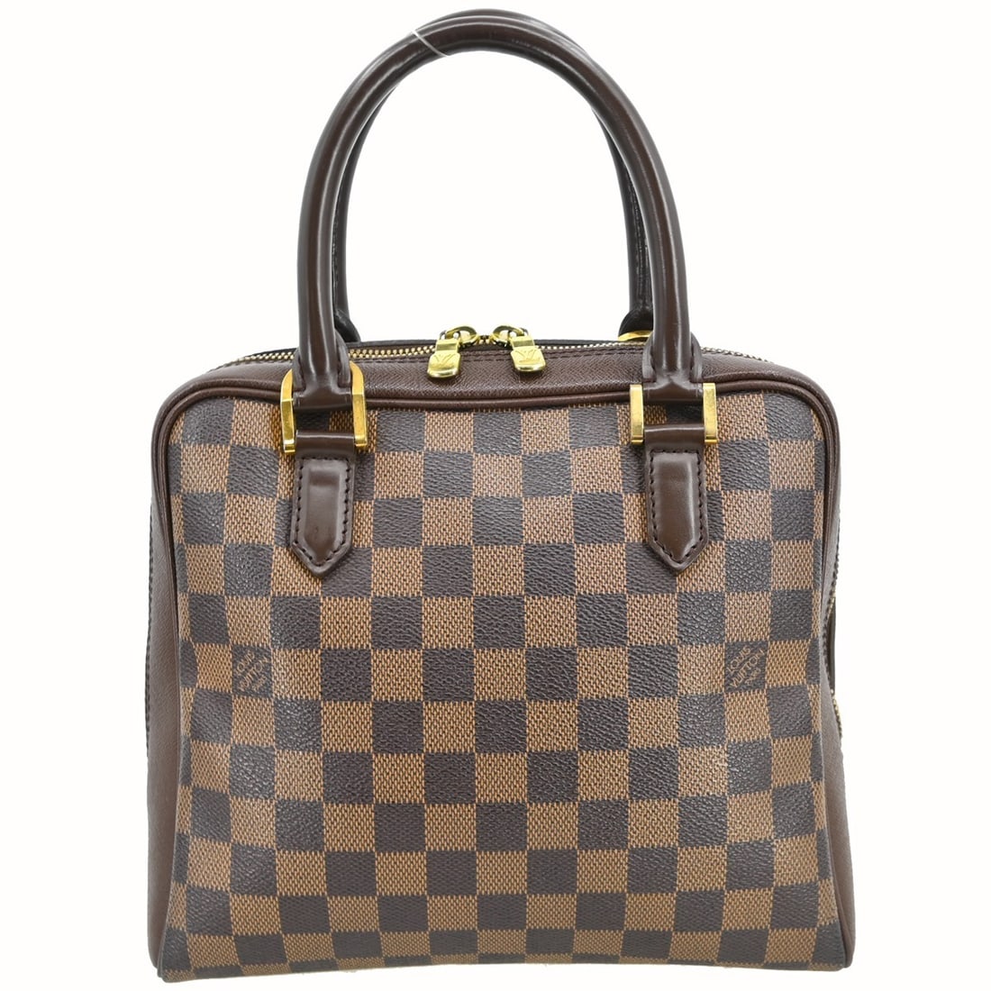 Louis Vuitton Brera Damier Canvas Medium Brown Handbag with Double Handles: Louis Vuitton Brera Damier Canvas Medium Brown Handbag with Double Handles This Louis Vuitton Brera handbag features the classic Damier canvas leather exterior with a check pattern and double handles.