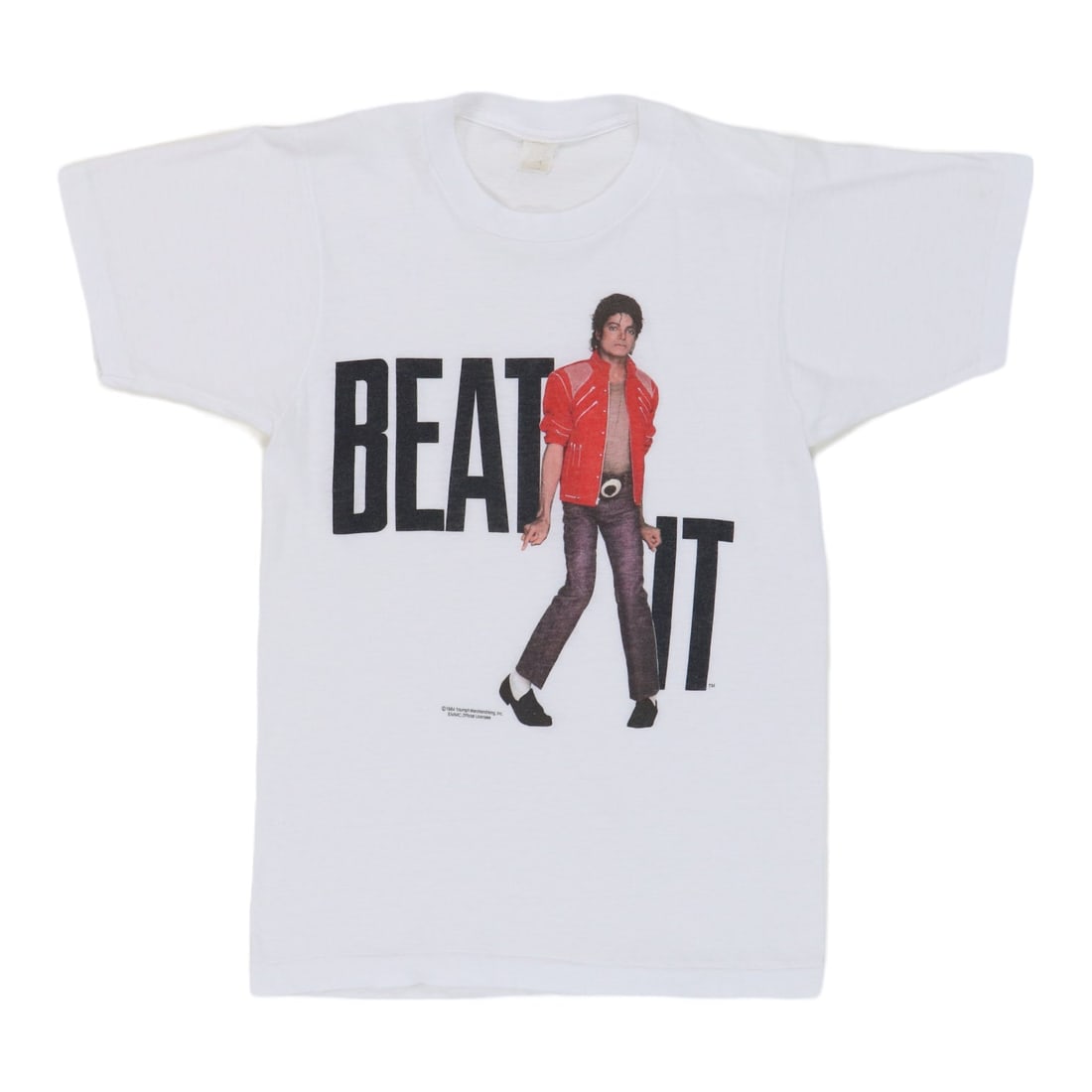 Vintage 1984 Michael Jackson Beat It White Poly Cotton Tee (1 of 6)