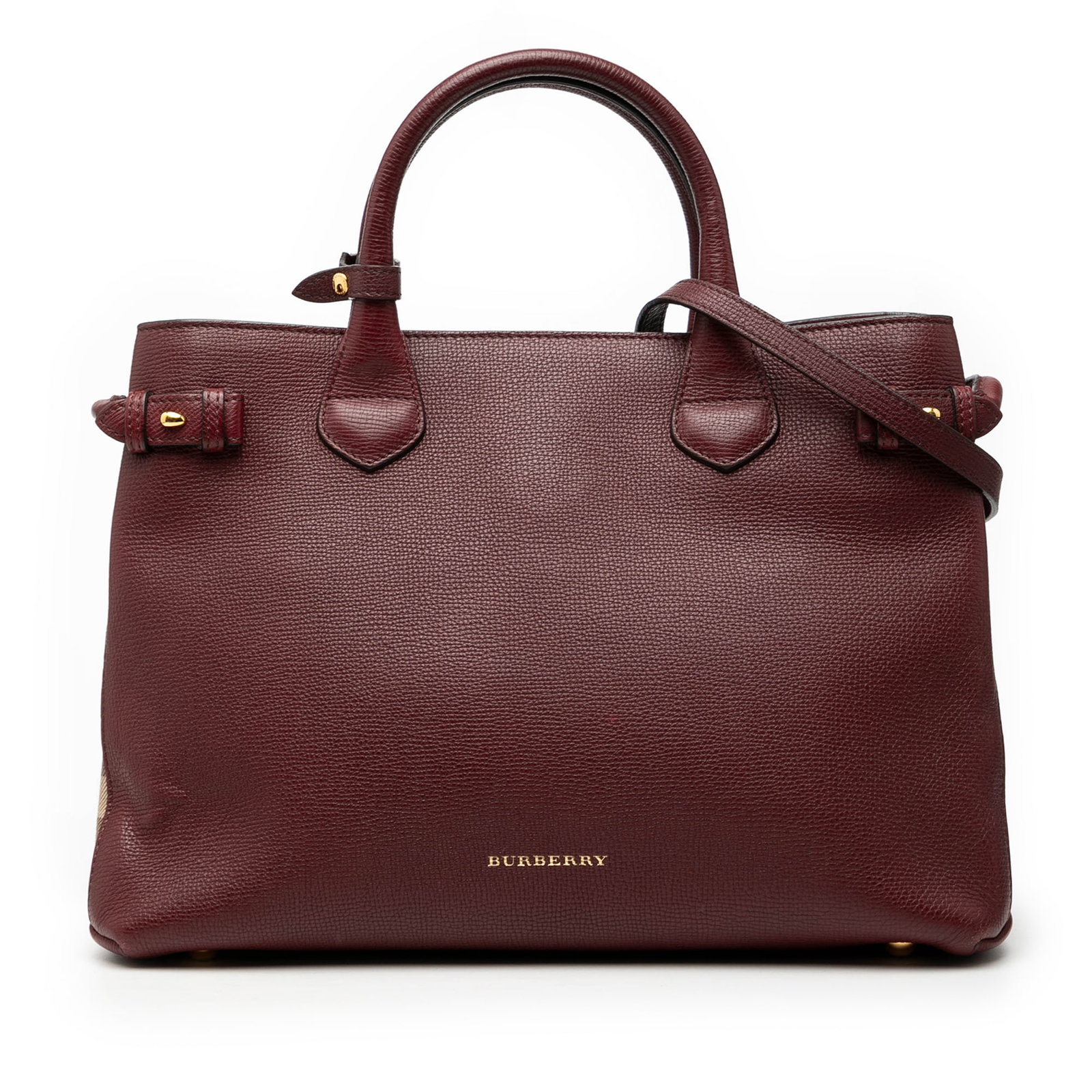 Burberry House Check Medium Banner Red Leather Satchel with Strap (1 of 8)