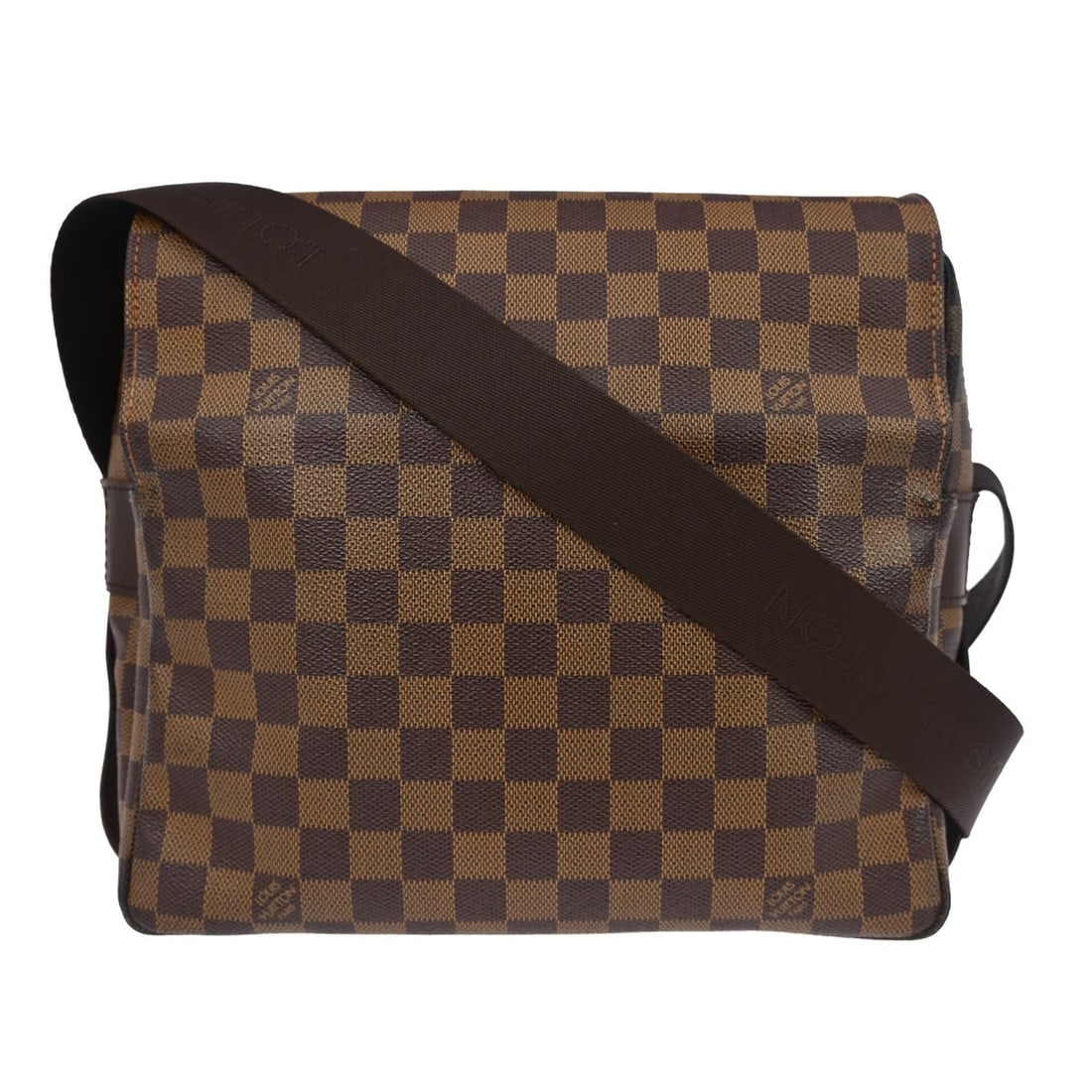 Louis Vuitton Damier Canvas Naviglio Shoulder Bag Brown Unisex France: Louis Vuitton Damier Canvas Naviglio Shoulder Bag Brown Unisex France The Louis Vuitton Naviglio Handbag features the iconic Damier canvas in a classic brown color. Designed as a unisex accessory, thi