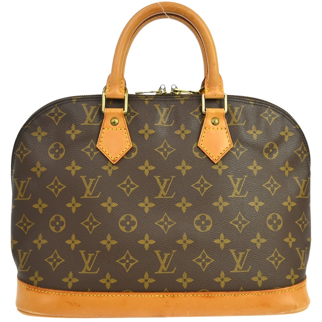 Louis Vuitton Alma Monogram Canvas Brown Medium Zip Handbag M51130: Louis Vuitton Alma Monogram Canvas Brown Medium Zip Handbag M51130 This Louis Vuitton Alma handbag features the iconic monogram canvas exterior with beige double handles and zip closure. The medium-si