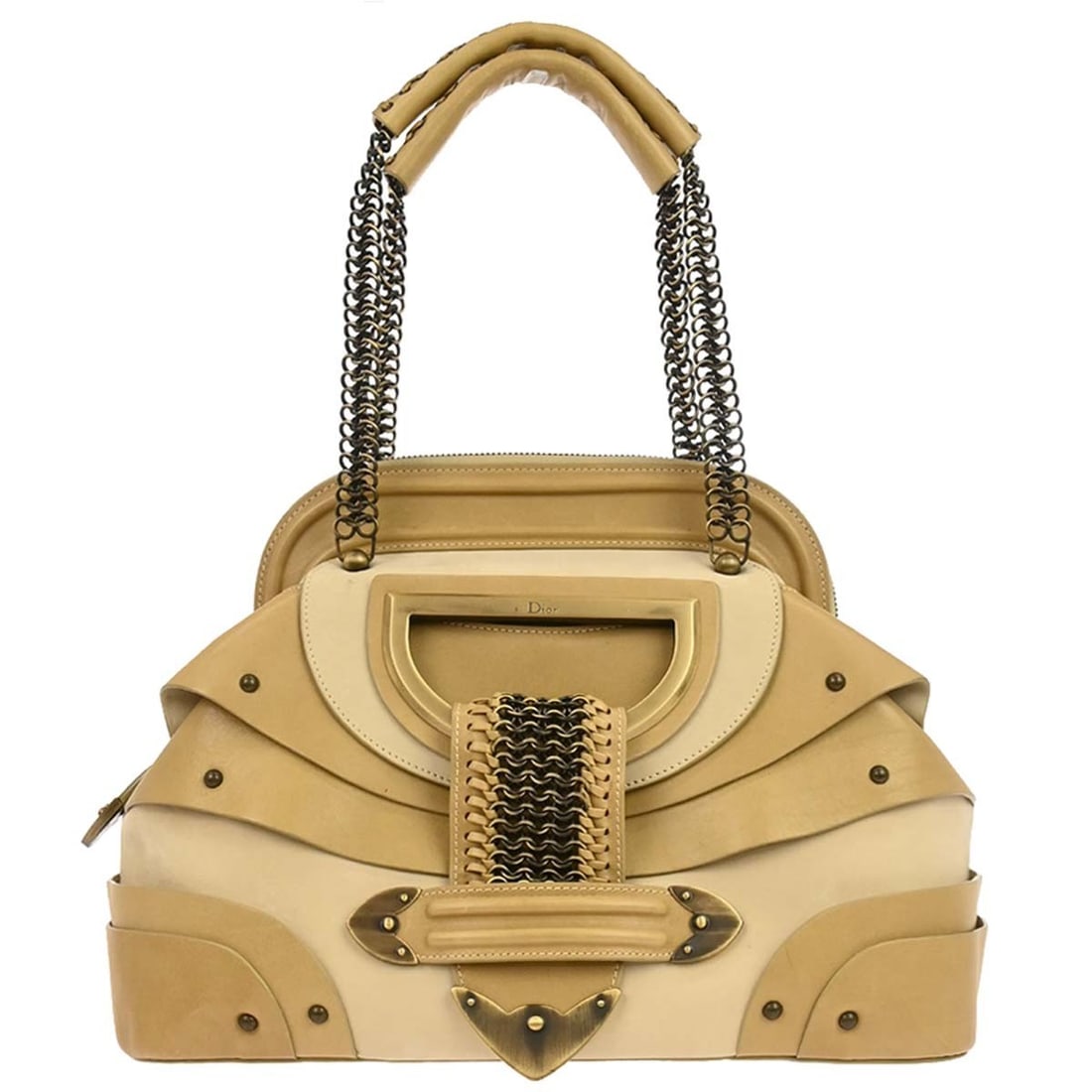 Dior Jeanne Medium Beige Leather Top Handle Frame Purse 26-MA-0057 (1 of 11)