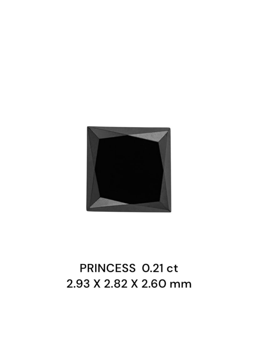Loose Diamond - PRINCESS 0.21ct Fancy Black VVS2: Loose Diamond - PRINCESS 0.21ct Fancy Black VVS2 Source: Natural Shape: PRINCESS Carats: 0.21 Color: Fancy Black Certification: NONE PLEASE NOTE: Framed, Large, or heavy items do not have shipping cos
