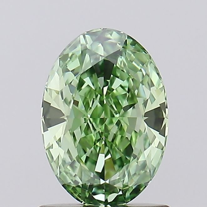 Loose Diamond - OVAL 1.03ct Fancy Vivid Green FL: Loose Diamond - OVAL 1.03ct Fancy Vivid Green FL Source: This is a real non-mined Diamond that has been grown in a lab Shape: OVAL Carats: 1.03 Color: Fancy Vivid Green Certification: IGI Video: