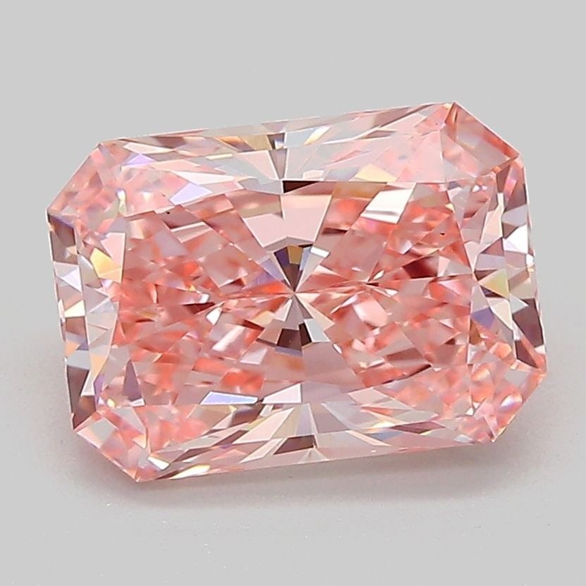 Loose Diamond - RADIANT 2.56ct Fancy Vivid Pink VS1: Loose Diamond - RADIANT 2.56ct Fancy Vivid Pink VS1 Source: This is a real non-mined Diamond that has been grown in a lab Shape: RADIANT Carats: 2.56 Color: Fancy Vivid Pink Certification: IGI Video: