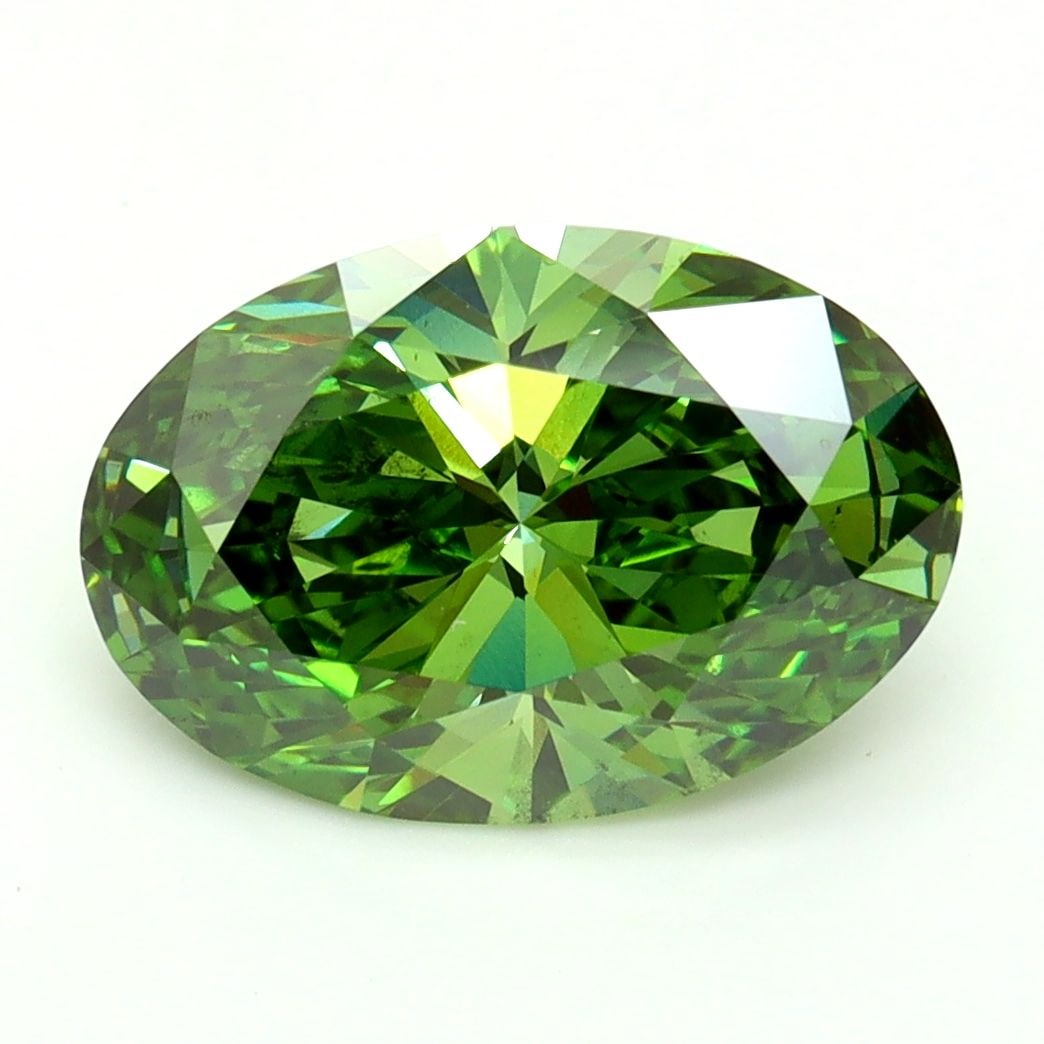 Loose Diamond - OVAL 3.01ct Fancy Vivid Green SI1: Loose Diamond - OVAL 3.01ct Fancy Vivid Green SI1 Source: This is a real non-mined Diamond that has been grown in a lab Shape: OVAL Carats: 3.01 Color: Fancy Vivid Green Certification: IGI Video: