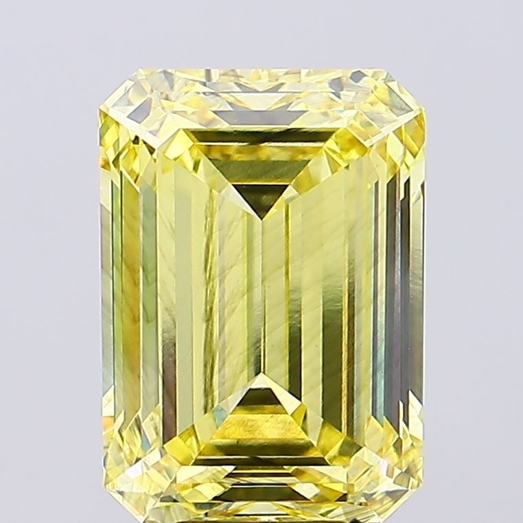 Loose Diamond - EMERALD 9.3ct Fancy Intense Yellow SI1: Loose Diamond - EMERALD 9.3ct Fancy Intense Yellow SI1 Source: This is a real non-mined Diamond that has been grown in a lab Shape: EMERALD Carats: 9.3 Color: Fancy Intense Yellow Certification: IGI V