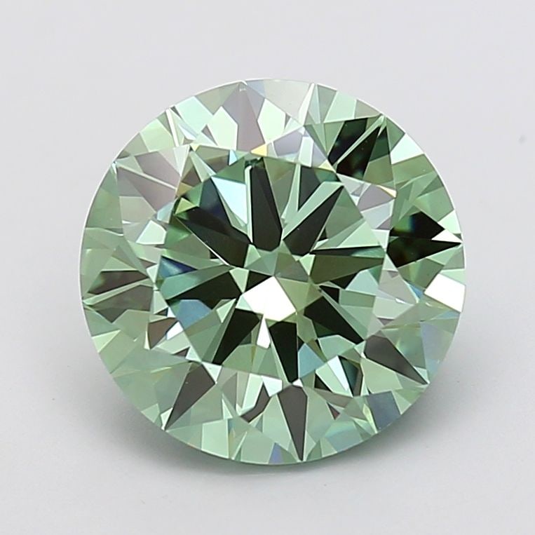 Ideal Loose Diamond - ROUND 5.57ct Fancy Vivid Green VVS2: Ideal Loose Diamond - ROUND 5.57ct Fancy Vivid Green VVS2 Source: This is a real non-mined Diamond that has been grown in a lab Shape: ROUND Carats: 5.57 Color: Fancy Vivid Green Certification: IGI Vi