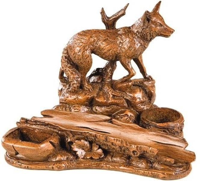 Mountain Collection Lodge Style Walking Fox Desk Tray Resin: Mountain Collection Lodge Style Walking Fox Desk Tray Resin Elevate your workspace with the Mountain Collection Walking Fox Desk Tray, a unique and charming addition to your office accessories. This h