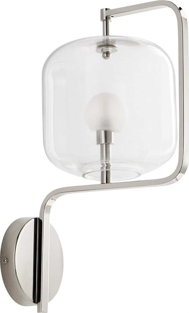 Cyan Isotope Wall Sconce Mid-Century Modern Clear Polished Nickel: Cyan Isotope Wall Sconce Mid-Century Modern Clear Polished Nickel Enhance your modern home with the Sleek Isotope Wall Sconce, a stunning addition that combines style and functionality. This mid-centu