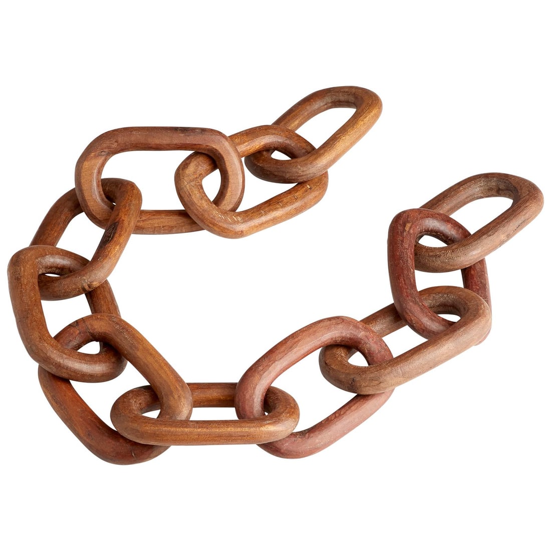 Cyan Cadena Rustic Wooden Chain Link Sculpture 57.5" Long: Cyan Cadena Rustic Wooden Chain Link Sculpture 57.5" Long This oversized wooden rustic chain link sculpture is a stunning addition to any country farmhouse style decor. Crafted from high-quality wood,