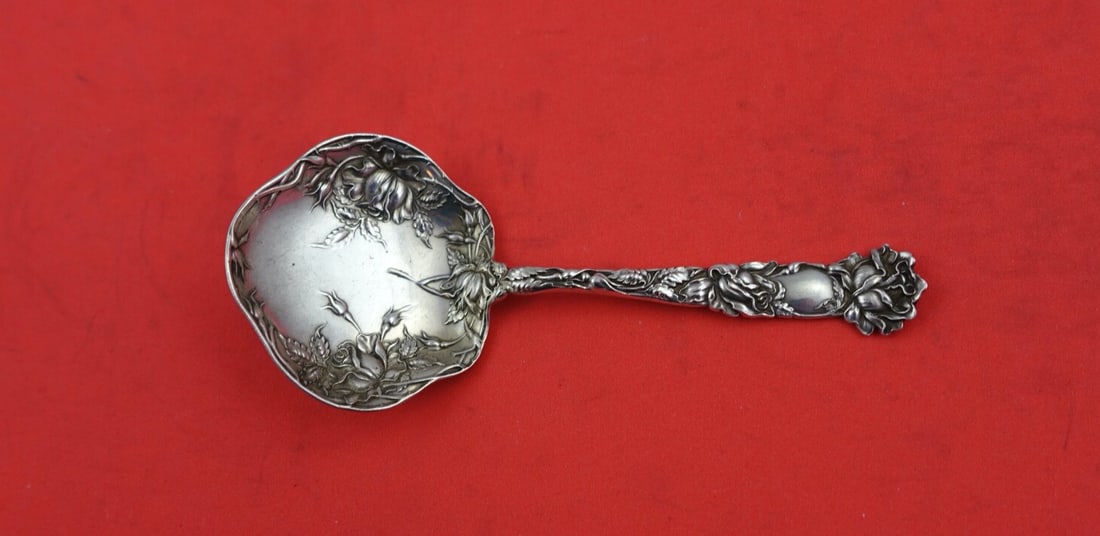 Alvin Bridal Rose Sterling Silver Nut Spoon 4.5 Inch Serving (1 of 2)