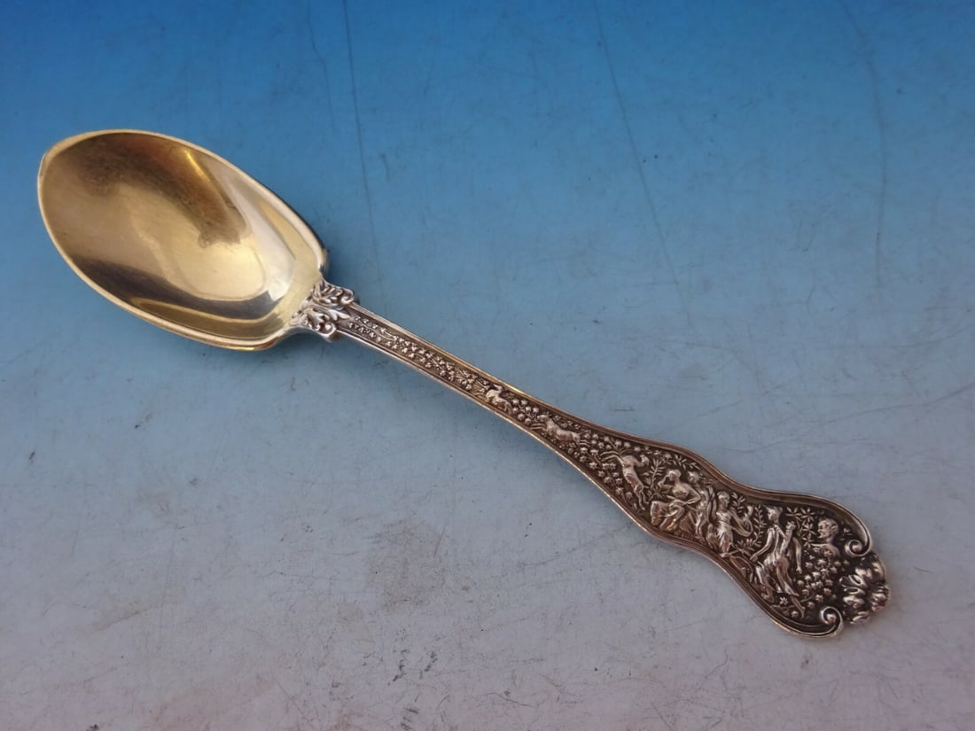 Tiffany & Co Olympian Sterling Silver Gold Washed Ice Cream Spoon 5 3/4" (1 of 8)