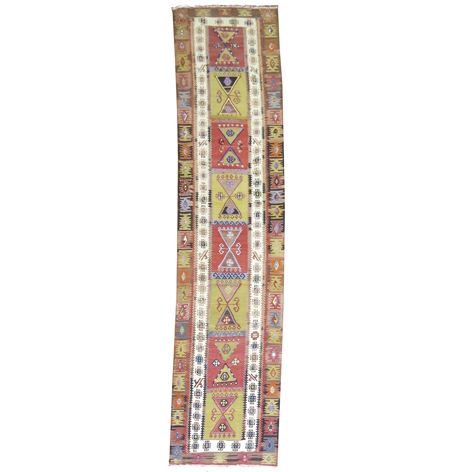 Scandinavian Modern Turkish Wool Hand Knotted Kilim Runner 36 x 199 in (1 of 9)