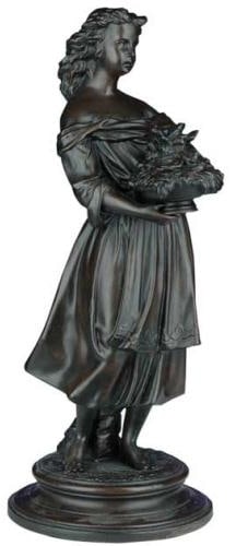 Hand-Cast USA Resin Statue of Harvest Girl in Ebony Finish (1 of 1)