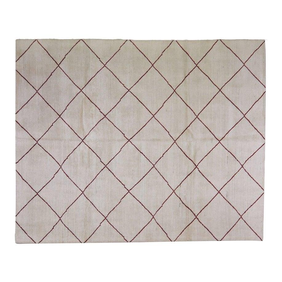 8'2 x 10'1 Wool Beni Ourain Moroccan Hand Knotted Area Rug: 8'2 x 10'1 Wool Beni Ourain Moroccan Hand Knotted Area Rug This Moroccan Beni Ourain rug is hand knotted using traditional techniques, crafted from wool in natural almond tones. It offers a luxurious,
