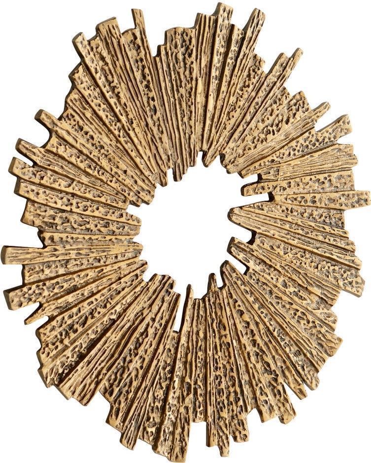 Cyan Abra Collection Brass Circular Wall Sculpture: Cyan Abra Collection Brass Circular Wall Sculpture Experience the charm of vintage aesthetics with this Elegant Brass Wall Art from the Abra Collection. Crafted in a circular shape, this piece is made