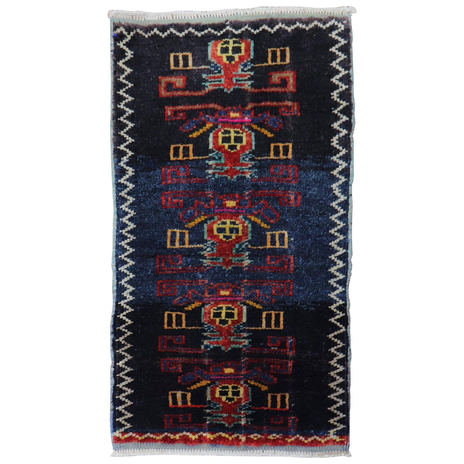 Vintage Hand-Knotted Turkish Wool Rug 30 x 32 Empire Style: Vintage Hand-Knotted Turkish Wool Rug 30 x 32 Empire Style Discover the beauty of this Mini Turkish Mat Rug, a stunning hand-knotted piece crafted from high-quality wool. This rug showcases an elegant