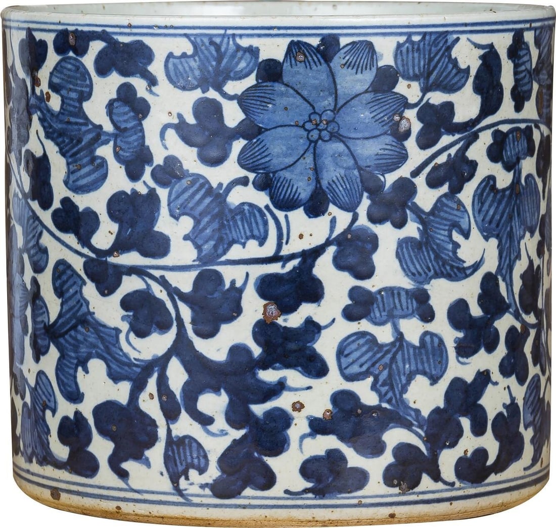 Handmade Ink Blue Ceramic Orchid Pot Dynasty Style 9x9x9 (1 of 2)