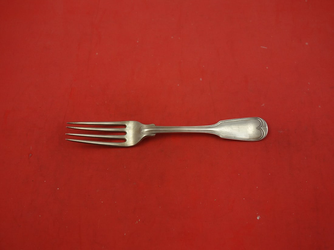 Marquand & Co Fiddle Thread Coin Silver Fork 6 5/8": Marquand & Co Fiddle Thread Coin Silver Fork 6 5/8" This elegant fork showcases the Fiddle Thread pattern by Marquand & Company, crafted from high-quality coin silver. Measuring 6 5/8 inches, it featu