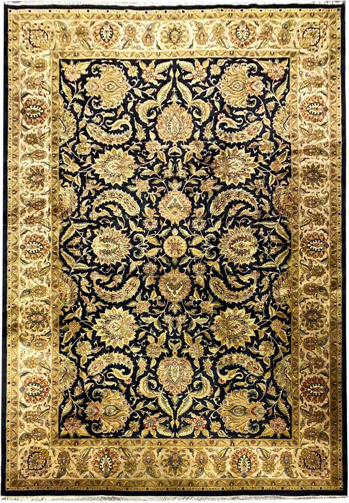 Handmade 12' x 18.1' Jaipur Area Rug in Black Wool: Handmade 12' x 18.1' Jaipur Area Rug in Black Wool Free continental US Shipping Enhance your living space with this exquisite 12' x 18.1' Handmade Jaipur Rug crafted from 100% premium wool. The rug fe