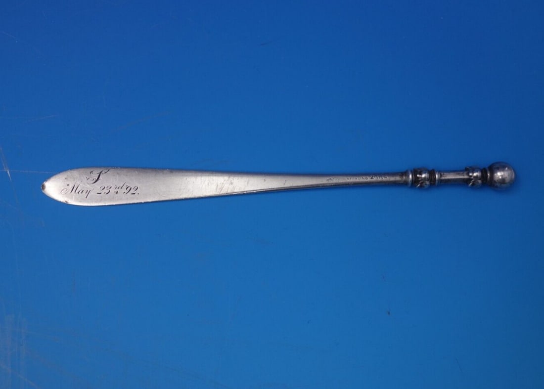 Shiebler Ball End Sterling Silver Letter Opener #2665 Engraved 6.5 in (1 of 6)