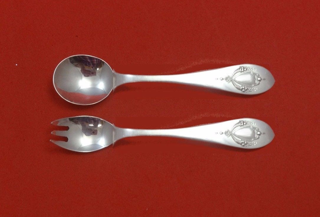 Lunt Sterling Silver Mount Vernon Baby Set 2pc Fork Spoon 4 3/4" (1 of 1)