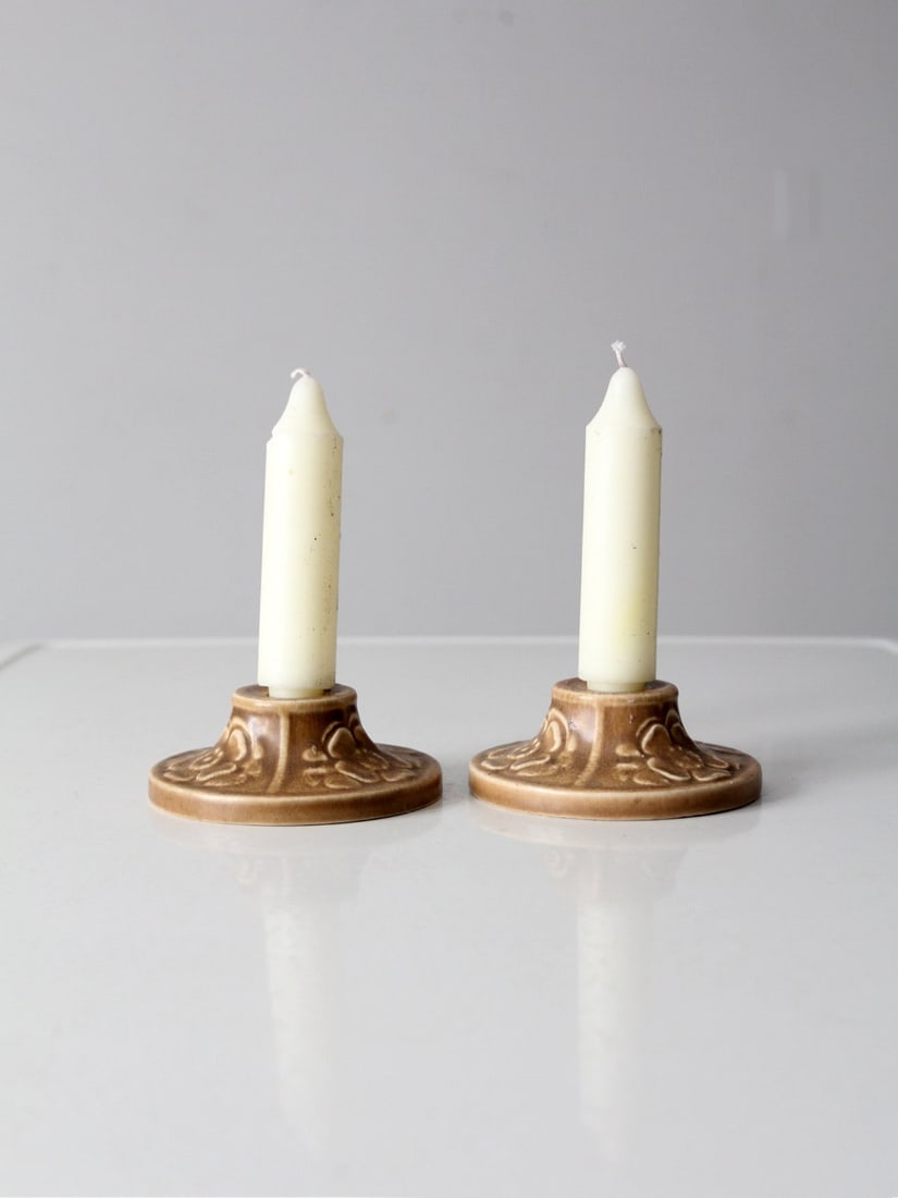 1921 Antique Rookwood Pottery Candlestick Holders Pair Floral Design (1 of 11)