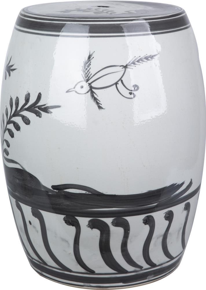 Handcrafted Charcoal Ceramic Bird Garden Seat Asian Antique Style (1 of 3)
