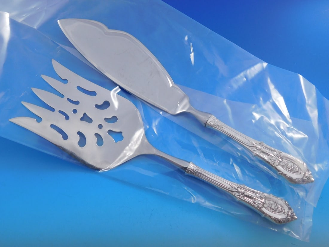 Wallace Rose Point Sterling Silver Fish Serving Set 2 Piece Custom Made (1 of 4)