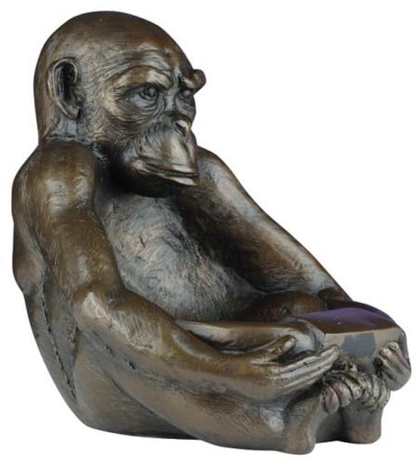 Lodge Style Large Chimpanzee Bowl Hand-Cast Resin Urn (1 of 1)