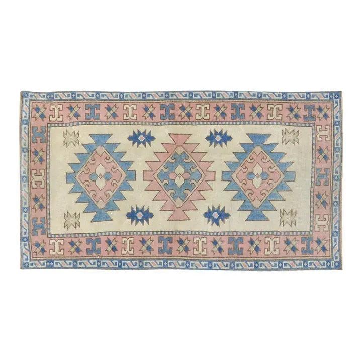 Hand-Knotted Wool Anatolian Rug in Tan 2'6" x 4'6": Hand-Knotted Wool Anatolian Rug in Tan 2'6" x 4'6" This vintage Turkish Anatolian rug is hand-knotted from wool using traditional techniques, combining enduring craftsmanship with a modern aesthetic. 