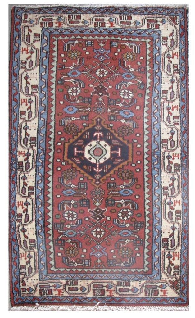 Handcrafted 2'6" x 4'9" Red Persian Hamadan Area Rug: Handcrafted 2'6" x 4'9" Red Persian Hamadan Area Rug Free continental US Shipping Enhance your living space with this exquisite handcrafted Red Persian Hamadan Style Area Rug. Measuring 2' 6" x 4' 9" 