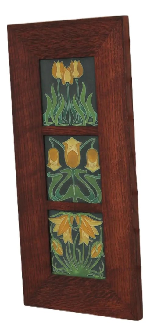 Arts and Crafts Motawi Tiles in Mission Oak Frame by Dard Hunter (1 of 10)