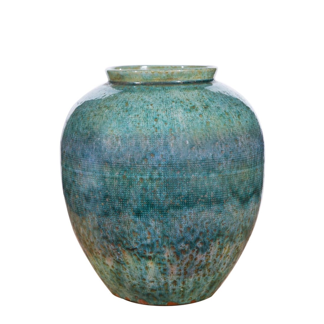 Hand-Crafted Rustic Ceramic Jar in Speckled Green Plaid (1 of 3)