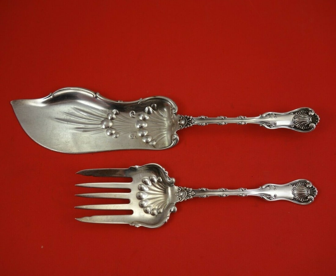 Whiting Imperial Queen Sterling Silver Fish Serving Set 2pc: Whiting Imperial Queen Sterling Silver Fish Serving Set 2pc Enhance your dining experience with this exquisite Imperial Queen Fish Serving Set by Whiting. Crafted from high-quality sterling silver, th
