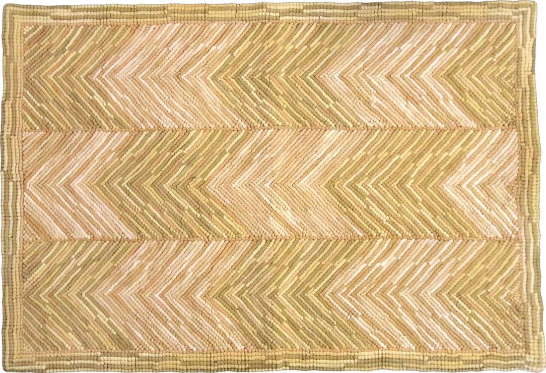 Eco-Friendly Camp Chevron Gold Hooked Rug 2x8: Eco-Friendly Camp Chevron Gold Hooked Rug 2x8 Introduce a touch of elegance to your space with this Eco-Conscious Gold Chevron Hooked Rug, designed in a charming antique or vintage style. This un-used
