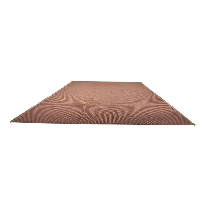 Peach Wool Area Rug with Geometric Pattern and Knotted Fringe 12 x 16: Peach Wool Area Rug with Geometric Pattern and Knotted Fringe 12 x 16 This large woven wool area rug features a traditional style with a small geometric pattern and knotted fringe. Crafted with high-q