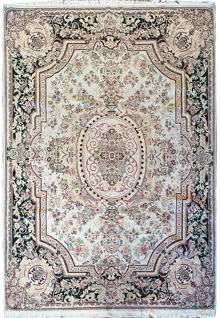 9 x 12 Handmade French Aubusson Wool Area Rug with Dense Weave: 9 x 12 Handmade French Aubusson Wool Area Rug with Dense Weave Free continental US Shipping Enhance your home decor with this exquisite 9 x 12 French Aubusson Wool Pile Handmade Rug. This rug showcase