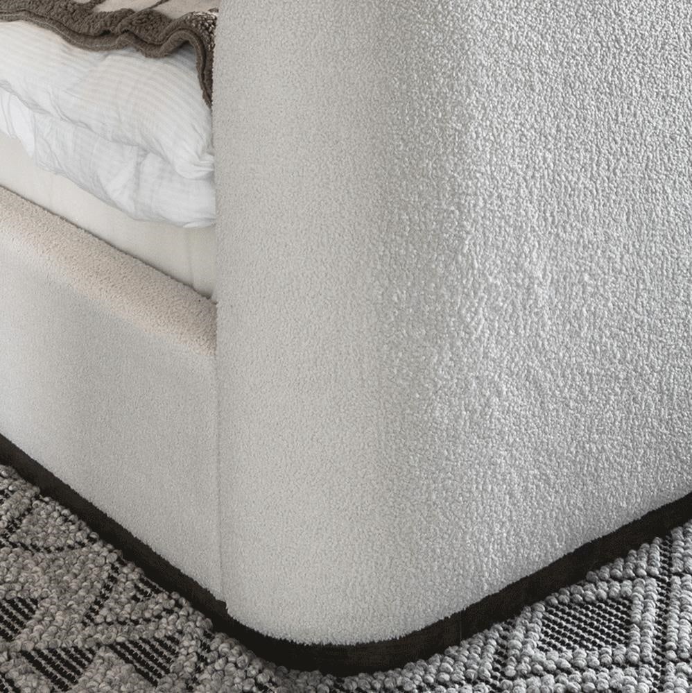 Alder Tweed Avery Queen Bed Ivory Fabric Birchwood Frame (1 of 2)