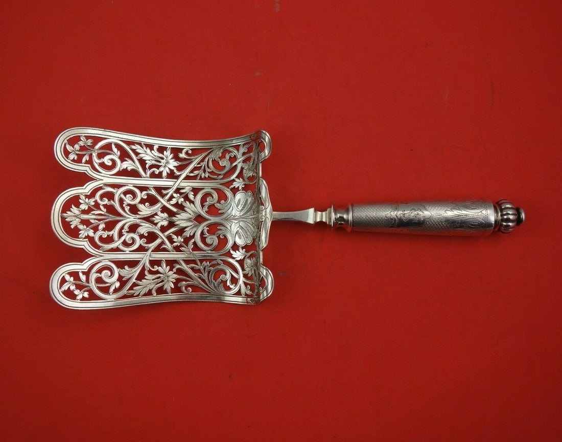 French Sterling Silver Engine Turned Asparagus Server 10.5" (1 of 3)