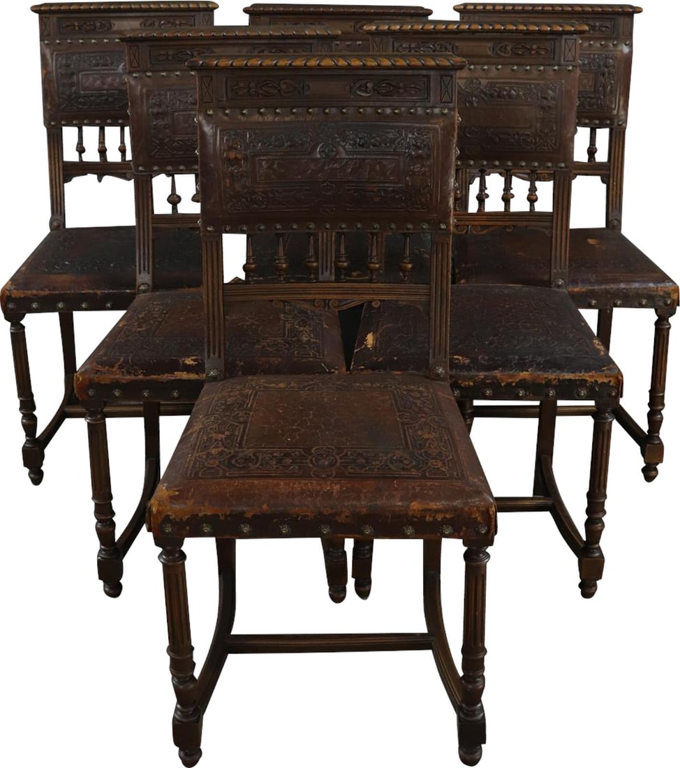 Elegant Antique French Renaissance Dining Chairs Set of 4 in Walnut (1 of 12)