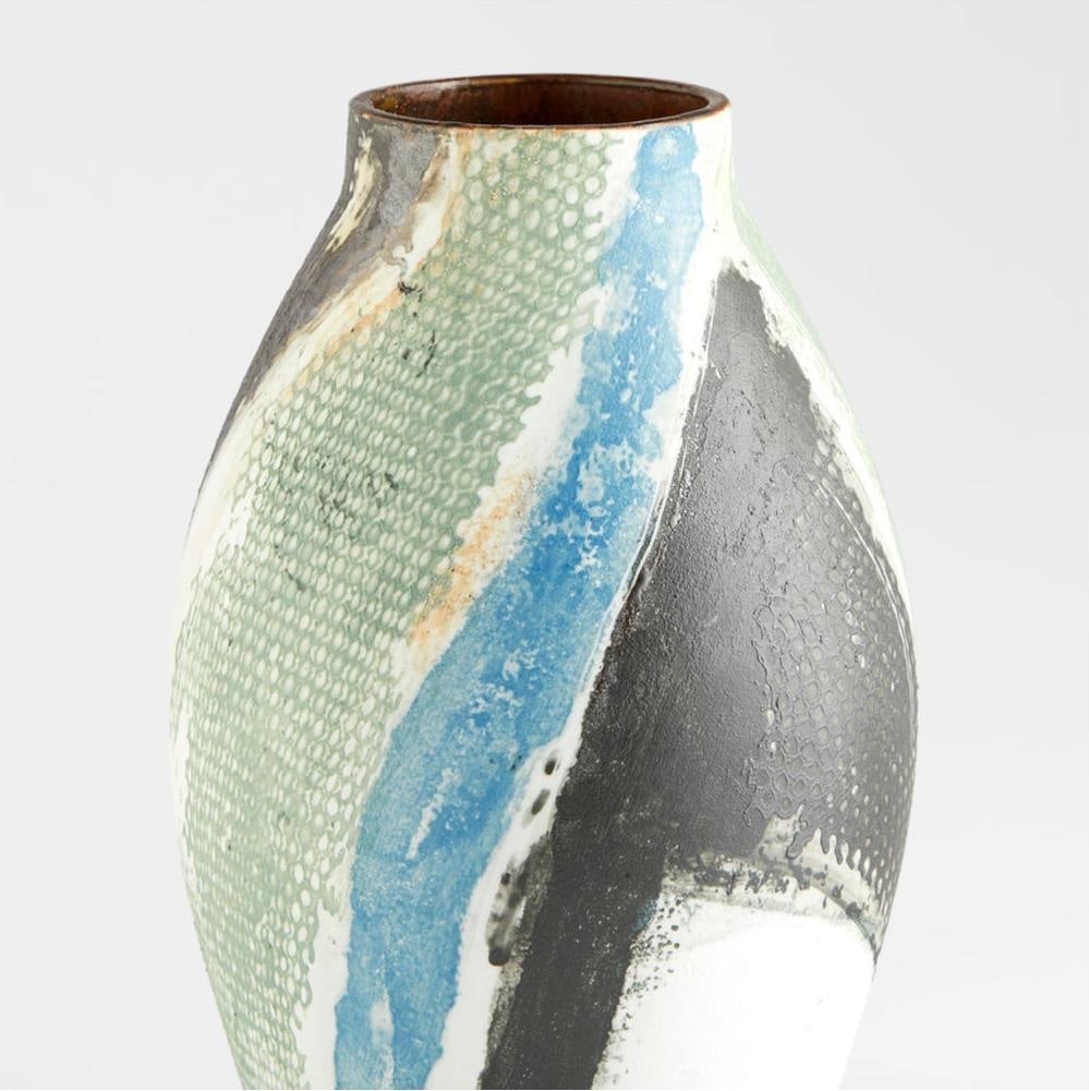 Cyan Seabrook Multi Colored Ceramic Vase 11.5H Traditional Design: Cyan Seabrook Multi Colored Ceramic Vase 11.5H Traditional Design Enhance your decor with this vibrant Seabrook Ceramic Vase, a perfect blend of traditional style and contemporary flair. Crafted from 